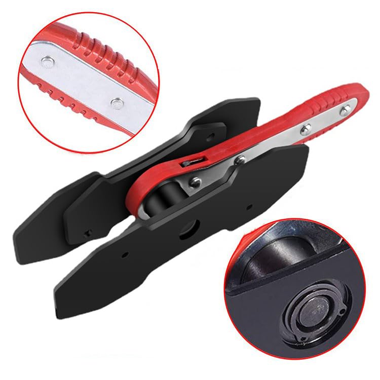 TUTOOLS Brake Caliper Press, Caliper Piston Spreader, Brake Tools,Brake Caliper Piston, Brake Caliper Press Ratchet with 2 Extra pcs Steel Plates, Red - Image 4